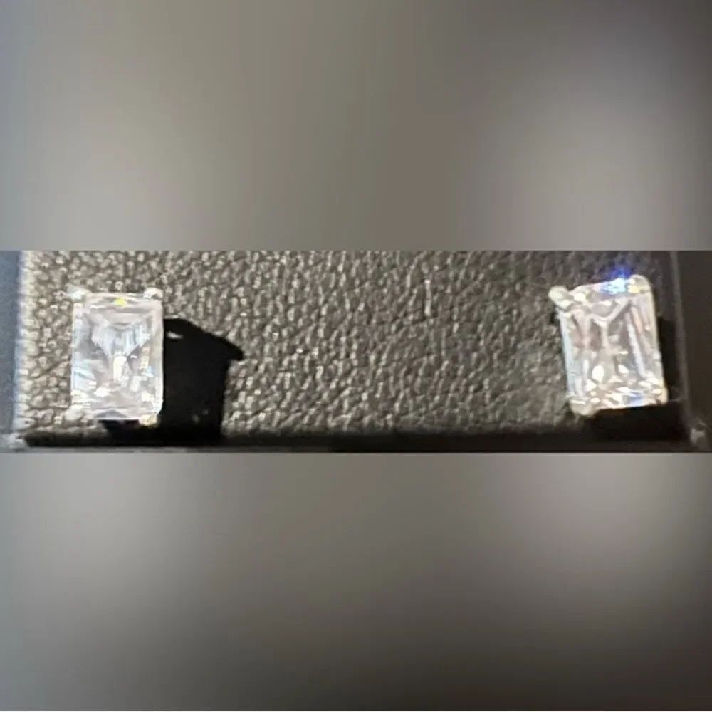 12/5–10 Sterling Silver Emerald Cut Stud Earrings